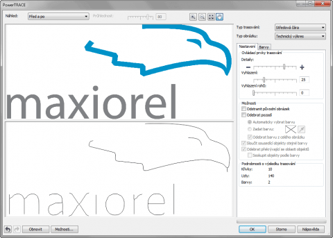 CorelDRAW X5 a trasování metodou středové čáry