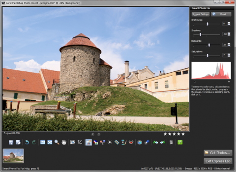 Corel PaintShop Pro Photo X3 v&nbsp;režimu ExpressLab