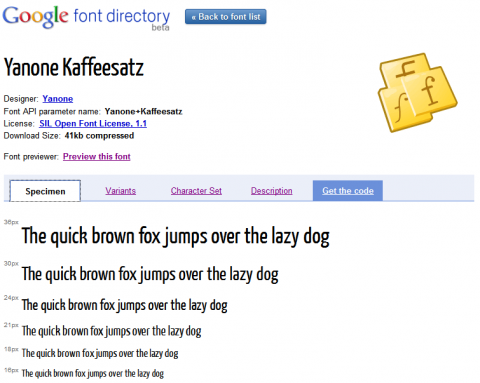 Google Font Directory