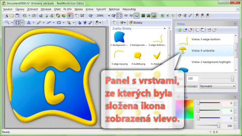 RealWorld Icon Editor umožňuje práci ve vrstvách