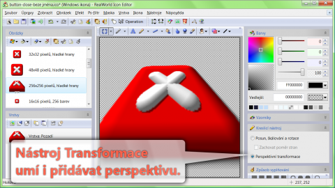 Vyzkoušejte nástroj pro úpravu perspektivy ikonky
