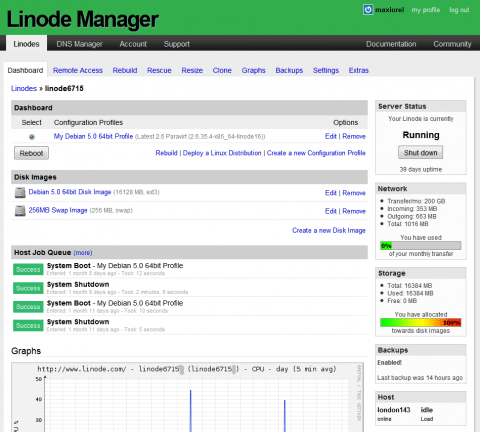 Správce virtuálních serverů Linode Manager