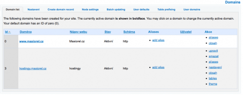 Nastavení modulu Domain Access