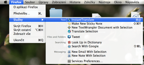 Překlad textů přes nabídku Služeb