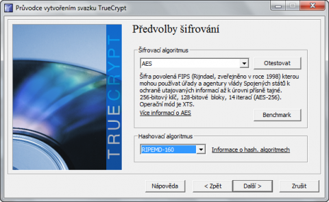 Nastavení šifrování disku v TrueCrypt