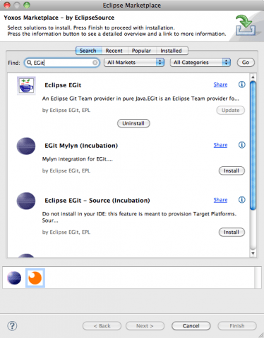Instalace Eclipse EGit pomocí Marketplace Clienta