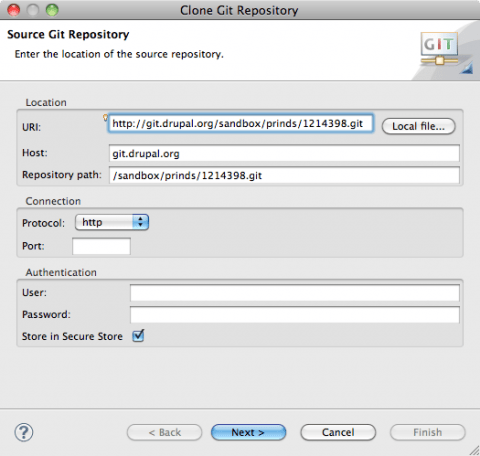 Klonování Git repozitáře pomocí EGit v Eclipse