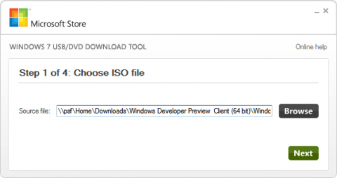 Windows 7 USB/DVD download tool