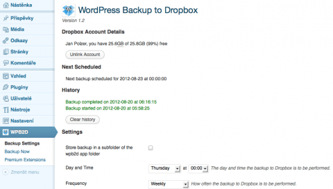 WordPress Backup to Dropbox