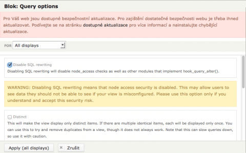 Drupal, Views, optimalizace