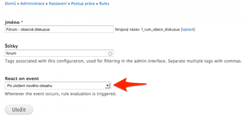 Nové pravidlo pro Rules a Drupal