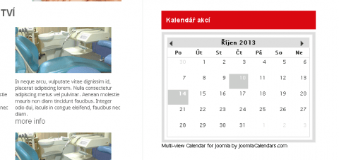 kalendář v pravém sloupci webu