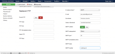 SMTP v Joomla