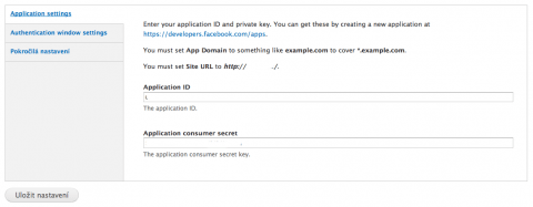 Nastavení Facebooku u HybridAuth v Drupalu