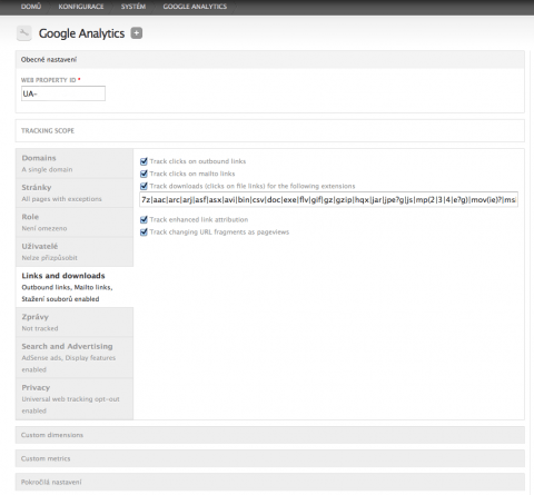 Nastavení Google Analytics v Drupalu