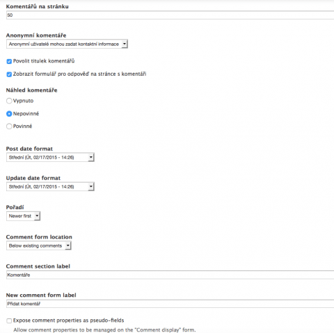 Comment goodness a vylepšené nastavení komentářů v Drupalu