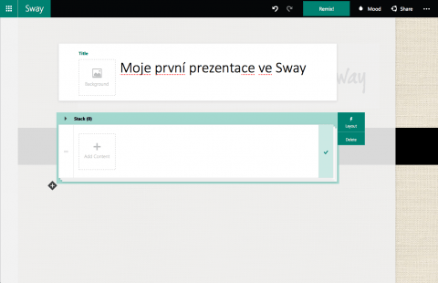 Příprava prezentace v Microsoft Sway