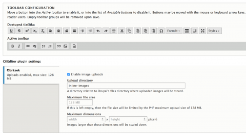Drupal 8: definice složky pro nahrávání obrázku v editoru