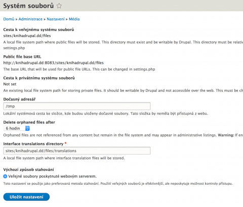 Nemožnost nastavení složky se soubory v Drupalu 8