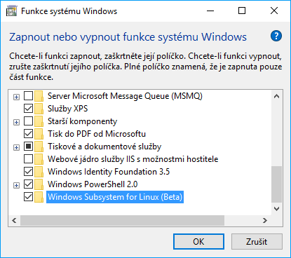 Přidání linuxového subsystému do Windows 10