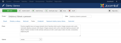 Joomla 3.7 a vlastní políčka