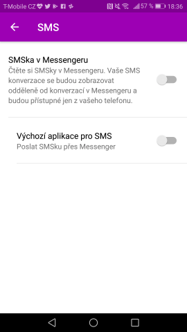 Facebook Messenger - vypnutí SMS