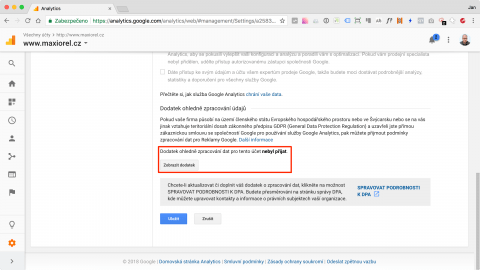 Souhlas s GDPR v Google Analytics