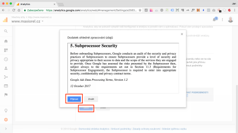 Souhlas s GDPR v Google Analytics