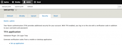 Nastavení 2FA v Drupalu 8