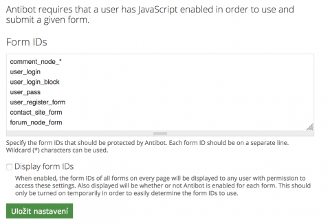 Antibot - nastavení ochrany před spamem v Drupalu