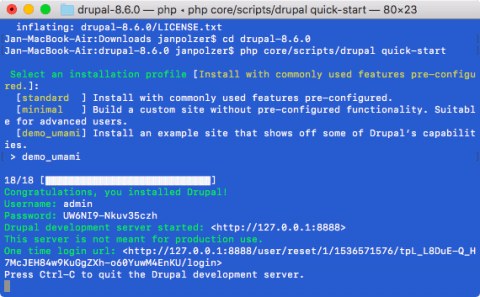 Zrychlená instalace Drupal 8.6