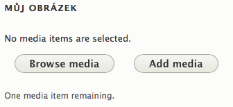 Políčko s tlačítkem pro procházení médií