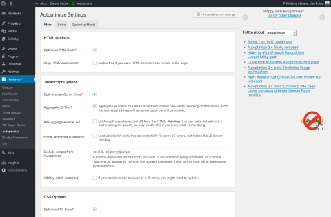 Nastavení optimalizací HTML, CSS a JS s pluginem Autoptimize ve WordPressu