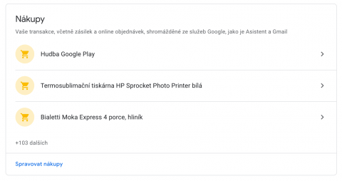 Přehled vašich nákupů podle Google