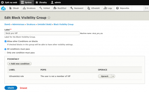 Block Visibility Groups v Drupalu