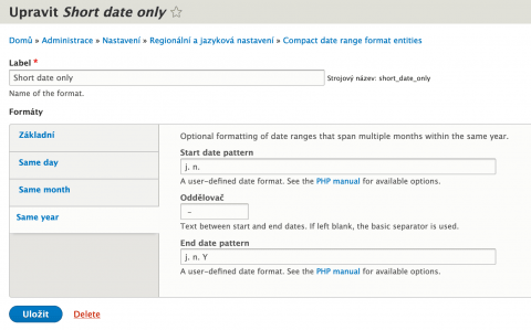 Compact date/time range formatter