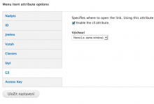Nastavení modulu Menu attributes