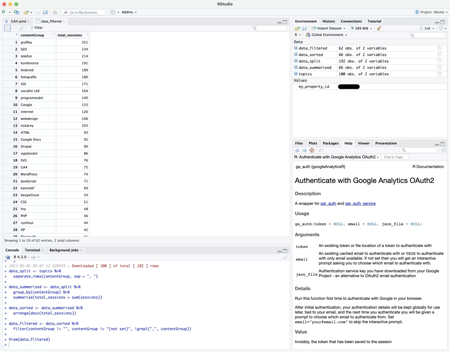 RStudio a Google Analytics 4