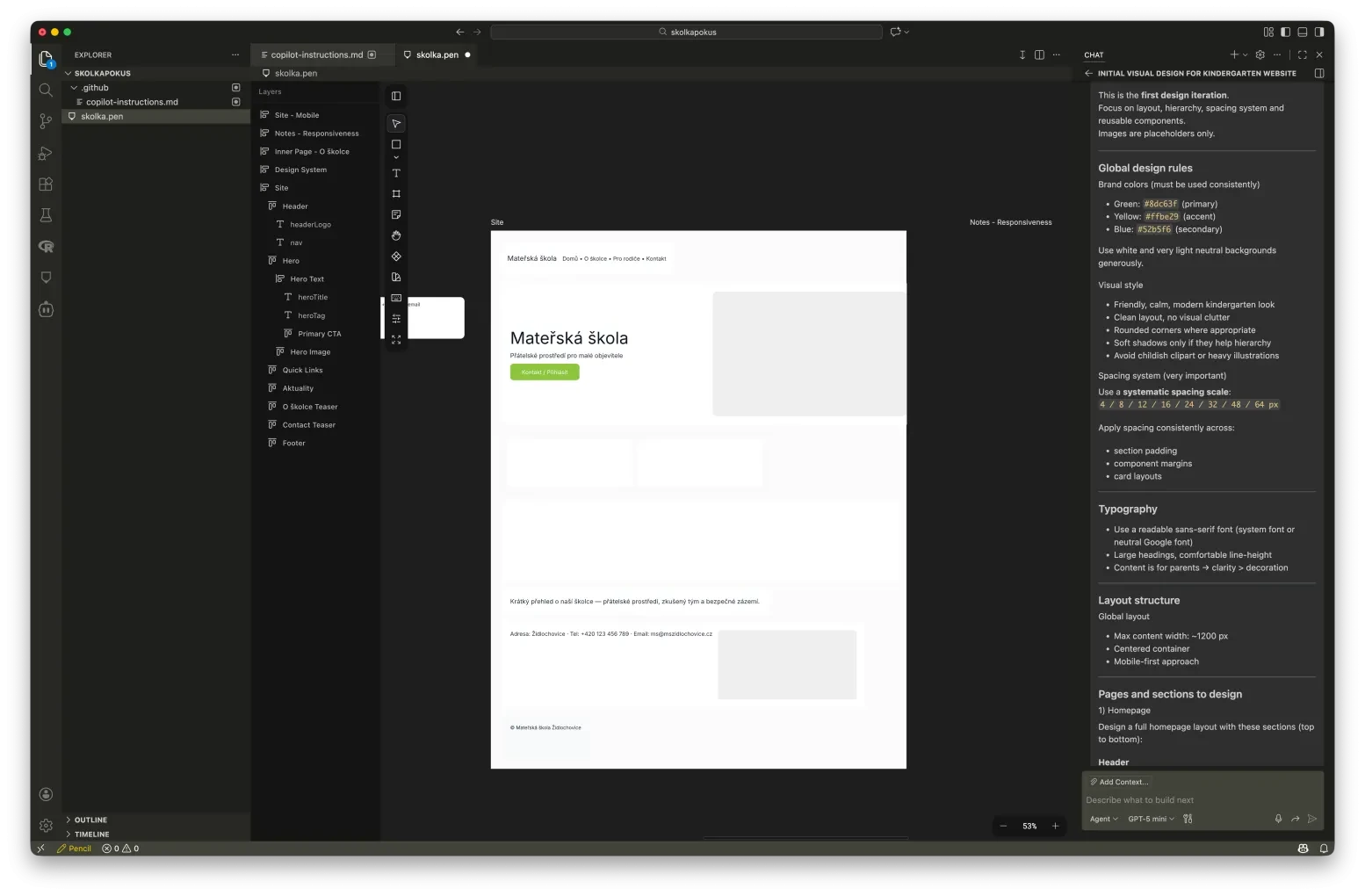 Neuspokojivý výstup při použití GPT-5-Mini, lze ale po částech vyladit