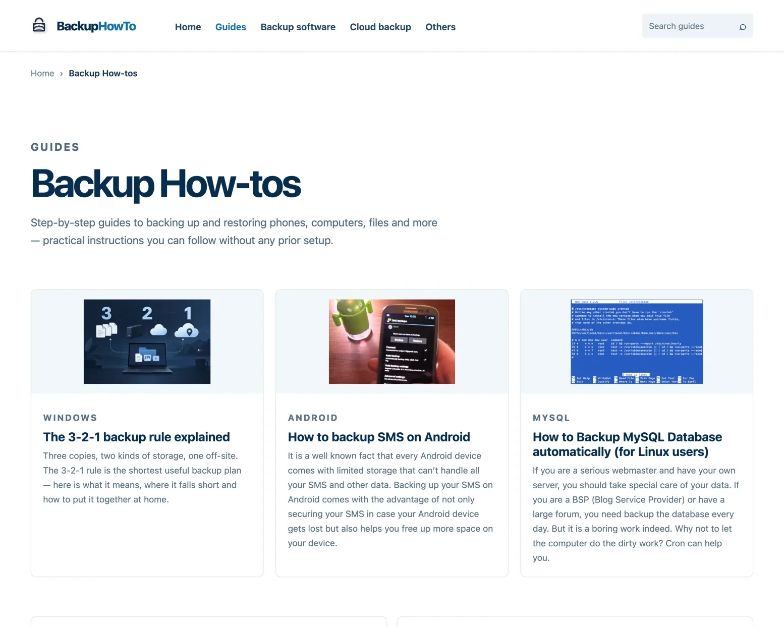 Web po redesignu, kategorie