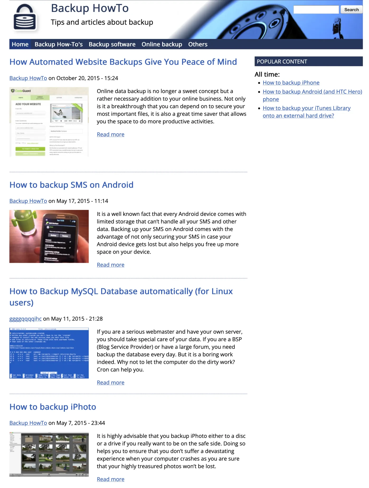 Původní stav webu na Drupalu 7, homepage