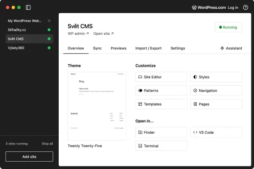Studio by WordPress.com: jak si rozběhat WP v počítači a snadno jej zkopírovat na web