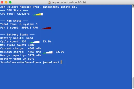 Jak změřit teplotu a otáčky ventilátoru na Macu? V příkazovém řádku!
